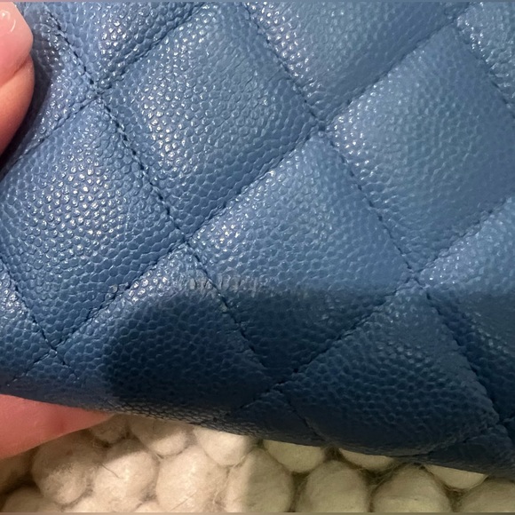 Chanel Caviar Quilted L Gusset Zip Around Wallet Blue - Picture 6 of 13
